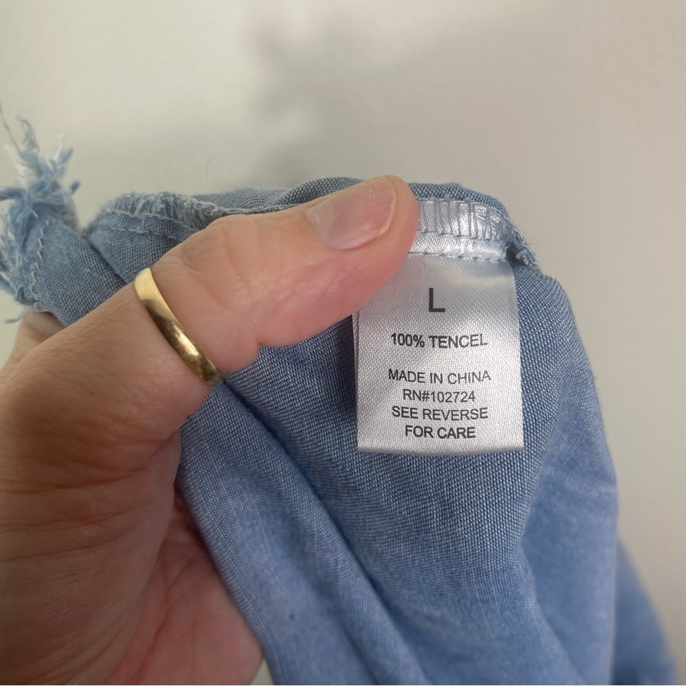 Bohemian Chambray Denim Distressed Top - Picture 4 of 5